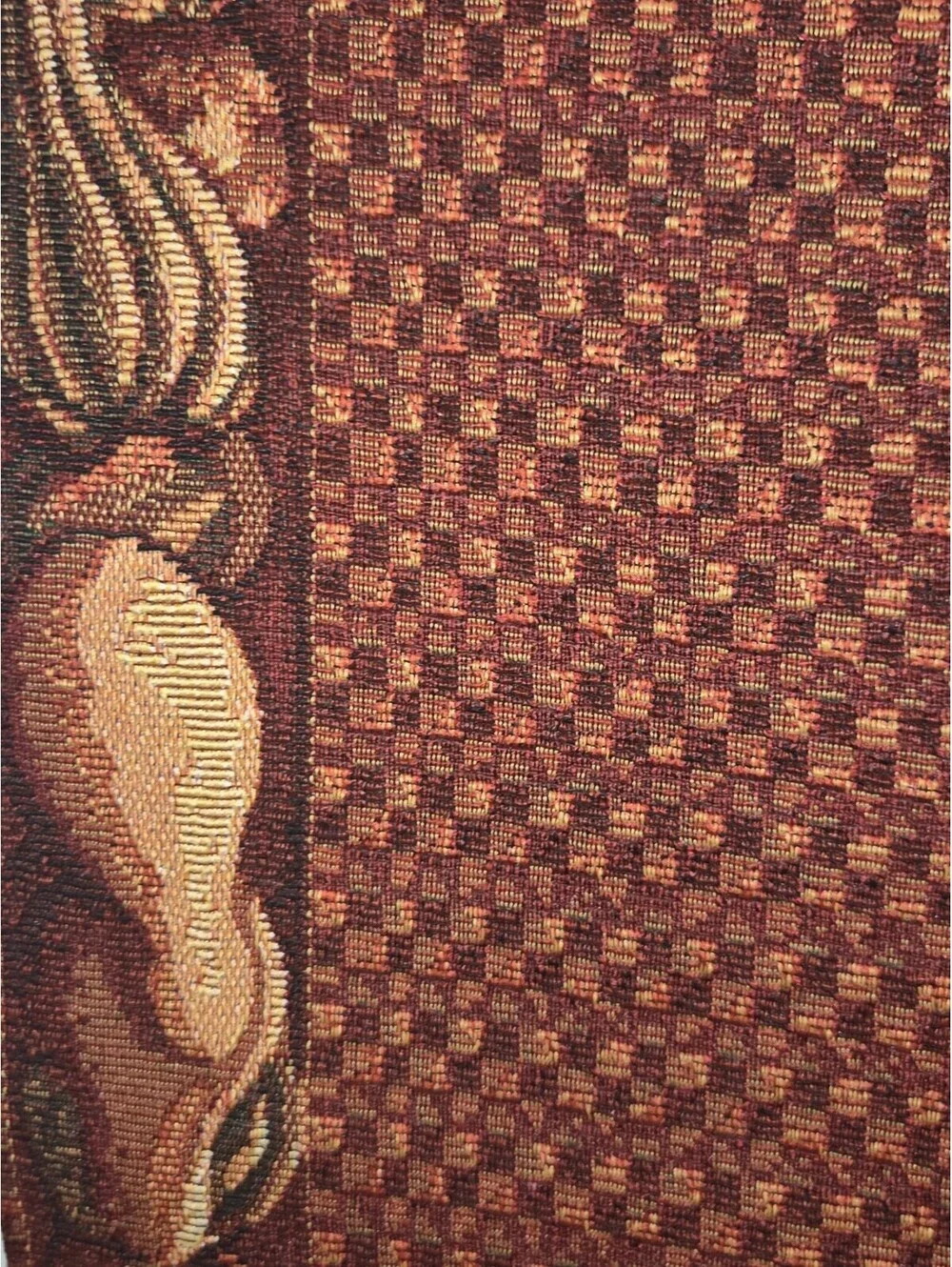 Tapestry Style Woven Red Orange Pumpkin Fall Halloween Vintage Table Runner